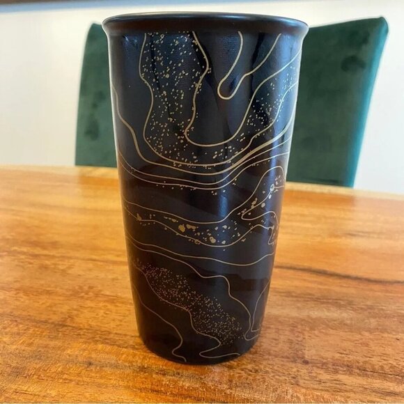 Starbucks 2018 Gold Sparkle Holiday Ceramic Travel Tumbler Mug/Cup - Picture 10 of 11
